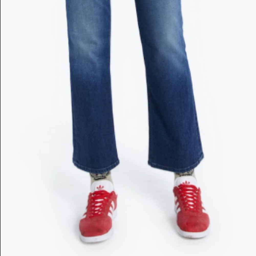 mother high waisted bootcut in dark blue wash